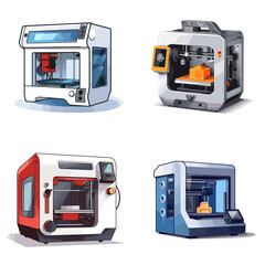 3D Printer (3D Printing Machine) simple minimalist isolated in white background vector illustration
