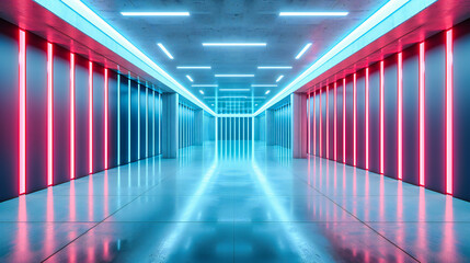 Corridor of Lights, A Futuristic Journey Through Time and Space, Illuminated by Modern Design