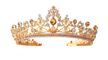 golden crown for queen isolated on transparent background 