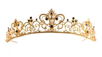 golden crown for queen isolated on transparent background 