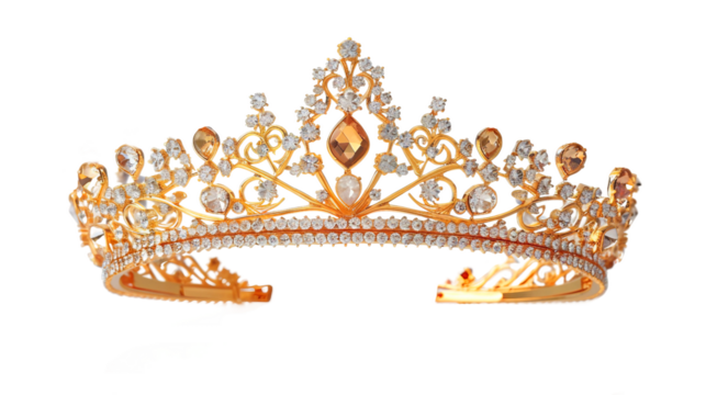 golden crown for queen isolated on transparent background 