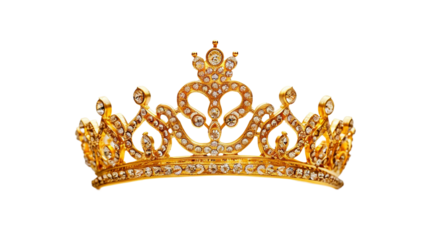 golden crown for queen isolated on transparent background 