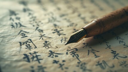 Fountain pen on Chinese calligraphy paper