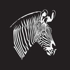 vector drawing of a zebra head in black background. suitable for logo, sign or symbol