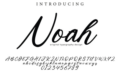 Noah Font Stylish brush painted an uppercase vector letters, alphabet, typeface