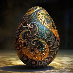 Easter egg in digital fractal art. Computer generated graphics.