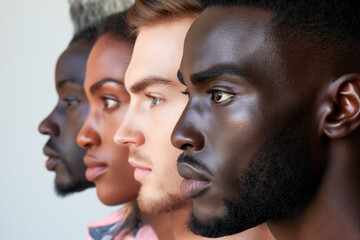 Profile Portrait of Diversity Group of People . Multiracial Men and Women Embracing Unity. Diversity Concept
