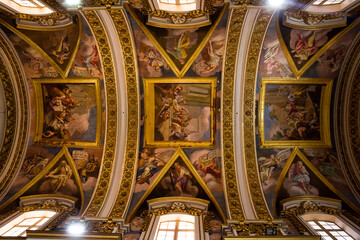 Paintings on the ceiling of St. Paul's Cathedral in Mdina (Malta) - 739219715