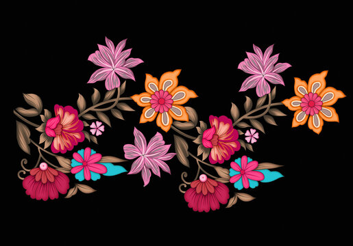 amazing digital art botanical flower motif 