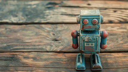 Vintage style robot toy. Generative Ai.
