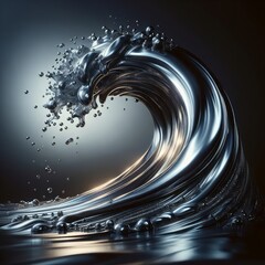Liquid metal wave background - obrazy, fototapety, plakaty
