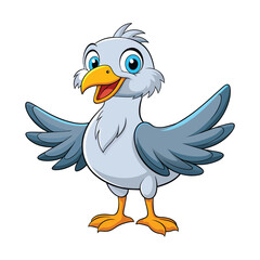 Vector of a cartoon  seagull posing isolated on white background