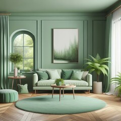 Photo of an interior in green colors