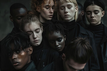 Fototapeta premium group of people in the dark