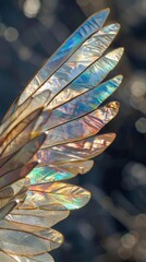 Bird Wings that shimmer like mother of pearl in the sunlight