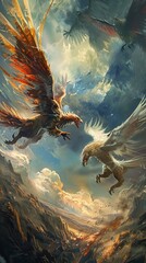 Imagine a battle in the sky between soaring griffins and ferocious winged monstrosities