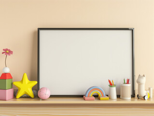 Obraz premium Mockup blank canvas in kids room