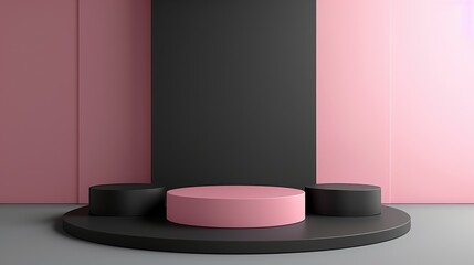 Empty luxury black podium. Minimalist mockup for product display or showcase