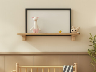 Mockup blank canvas in kids room