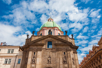 St. Francis Of Assisi Church in Prague Ol Town, a beautiful baroque building erected in 1685 - 739223557
