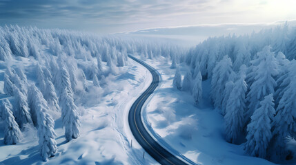 Fototapeta na wymiar Road illustration, beautiful natural landscape aerial panorama