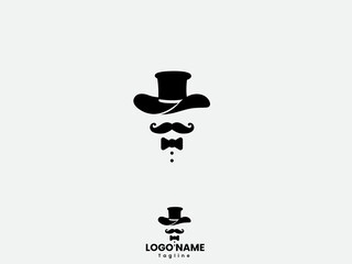 Gentleman logo design art. Beard. Fashion, Gentleman vector. Premium template. Black. Sunglass. Modern gentleman. Finance.