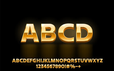 Obraz premium Gold font set collection, letters and numbers symbol. Vector
