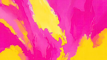 Multi colored abstract painting with bright Pink and yellow