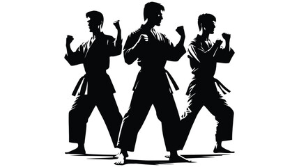 Silhouette of martial art. Kungfu, karate, taekwondo  © Jawada07