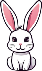 Obraz premium Adorable Cartoon Bunny Rabbit with Pink Ears, isolate