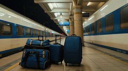 Luggage Waiting on Train Platform
