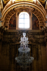 Glass chandelier in the nave of Rabat Cathedral on the island of Gozo (Malta) - 739227123