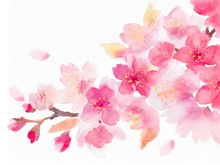 水彩の美しい桜の一枝