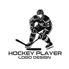Hockey Player Vector Logo Design