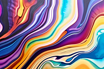 Naklejka premium Closeup of abstract watercolor paint background texture with liquid fluid marbled paper texture banner texture. Generative AI (생성형 AI)