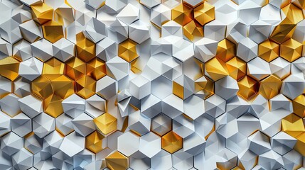 Golden and White Cubes Wall