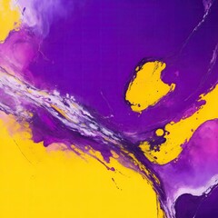 Multi colored abstract painting with bright Purple and yellow