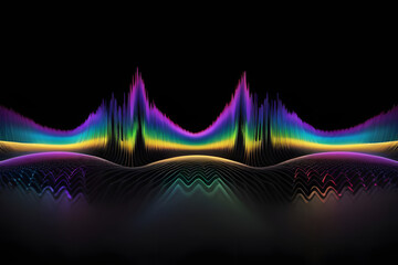 Colorful Lines and Waves on Black Background