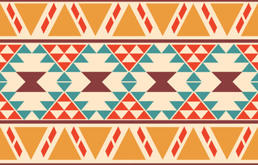 Ethnic abstract ikat art. Aztec ornament print. geometric ethnic pattern seamless  color oriental.  Design for background ,curtain, carpet, wallpaper, clothing, wrapping, Batik, vector illustration.