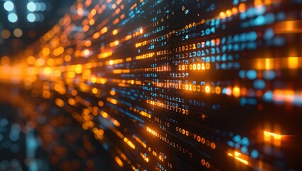 Fototapeta premium Futuristic data stream flow, technology and cybersecurity concept