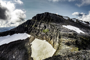 Trollhetta mountain in Norway. Dark mountain.