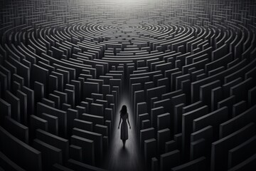 a woman standing in a maze