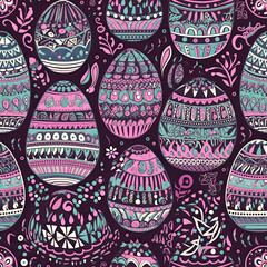 Seamless pattern with easter eggs.
