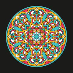 Flower circle Mandala. Vintage decorative elements. Oriental pattern, vector illustration. 