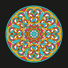 Flower circle Mandala. Vintage decorative elements. Oriental pattern, vector illustration. 