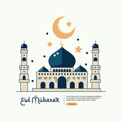 Islamic Design Illustration Concept for Happy Eid Mubarak or Ramadan