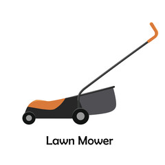 Lawn mower flat vector isolated on white background. Gardening tools. Work tools. Hand tools. Gardening equipment