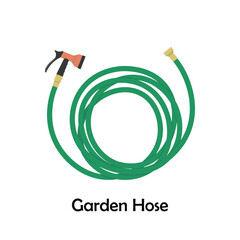 Garden hose flat vector isolated on white background. Gardening tools. Work tools. Hand tools. DIY tools.