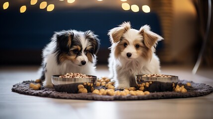Showcase the delightful crunchies in a dog bowl, a satisfying mealtime moment for your furry friend_.jpg