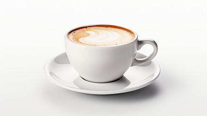 Fototapeta premium Cup of coffee with latte art on a white background.